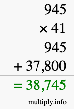 How to calculate 945 times 41 using long multiplication How to calculate 945 times 41 using long multiplication