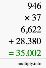 How to calculate 946 times 37 using long multiplication