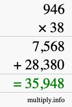 How to calculate 946 times 38 using long multiplication