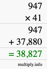 How to calculate 947 times 41 using long multiplication How to calculate 947 times 41 using long multiplication