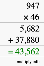 How to calculate 947 times 46 using long multiplication How to calculate 947 times 46 using long multiplication