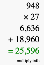 How to calculate 948 times 27 using long multiplication