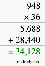 How to calculate 948 times 36 using long multiplication How to calculate 948 times 36 using long multiplication