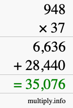 How to calculate 948 times 37 using long multiplication