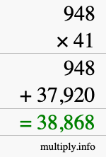 How to calculate 948 times 41 using long multiplication How to calculate 948 times 41 using long multiplication