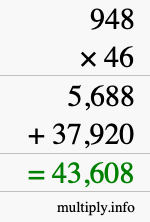 How to calculate 948 times 46 using long multiplication How to calculate 948 times 46 using long multiplication