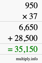 How to calculate 950 times 37 using long multiplication How to calculate 950 times 37 using long multiplication