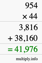 How to calculate 954 times 44 using long multiplication