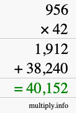 How to calculate 956 times 42 using long multiplication