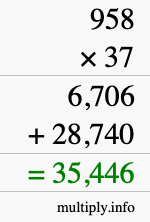 How to calculate 958 times 37 using long multiplication How to calculate 958 times 37 using long multiplication