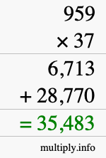 How to calculate 959 times 37 using long multiplication How to calculate 959 times 37 using long multiplication