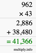 How to calculate 962 times 43 using long multiplication