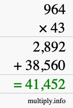 How to calculate 964 times 43 using long multiplication