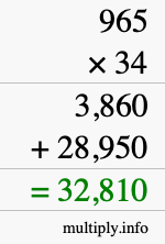 How to calculate 965 times 34 using long multiplication