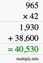 How to calculate 965 times 42 using long multiplication