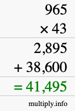 How to calculate 965 times 43 using long multiplication