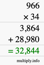 How to calculate 966 times 34 using long multiplication