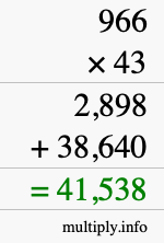 How to calculate 966 times 43 using long multiplication