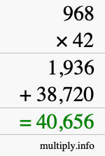 How to calculate 968 times 42 using long multiplication How to calculate 968 times 42 using long multiplication