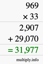 How to calculate 969 times 33 using long multiplication How to calculate 969 times 33 using long multiplication