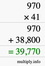How to calculate 970 times 41 using long multiplication