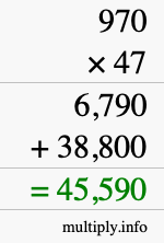 How to calculate 970 times 47 using long multiplication