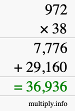 How to calculate 972 times 38 using long multiplication