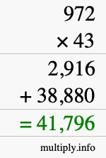 How to calculate 972 times 43 using long multiplication