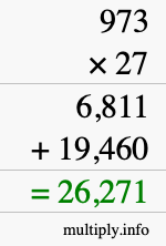 How to calculate 973 times 27 using long multiplication