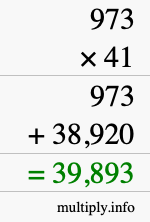 How to calculate 973 times 41 using long multiplication
