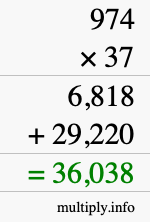How to calculate 974 times 37 using long multiplication How to calculate 974 times 37 using long multiplication