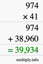 How to calculate 974 times 41 using long multiplication