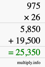 How to calculate 975 times 26 using long multiplication How to calculate 975 times 26 using long multiplication
