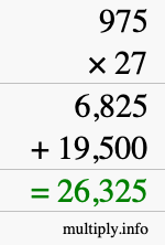 How to calculate 975 times 27 using long multiplication