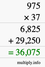 How to calculate 975 times 37 using long multiplication
