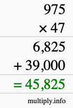 How to calculate 975 times 47 using long multiplication