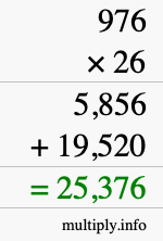 How to calculate 976 times 26 using long multiplication