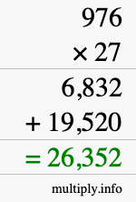 How to calculate 976 times 27 using long multiplication