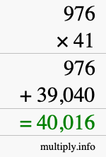 How to calculate 976 times 41 using long multiplication