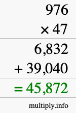 How to calculate 976 times 47 using long multiplication