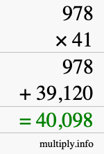 How to calculate 978 times 41 using long multiplication