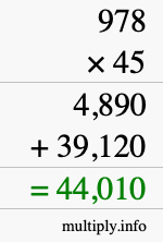 How to calculate 978 times 45 using long multiplication How to calculate 978 times 45 using long multiplication