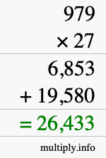How to calculate 979 times 27 using long multiplication