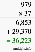 How to calculate 979 times 37 using long multiplication