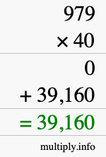 How to calculate 979 times 40 using long multiplication