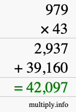 How to calculate 979 times 43 using long multiplication How to calculate 979 times 43 using long multiplication