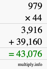 How to calculate 979 times 44 using long multiplication