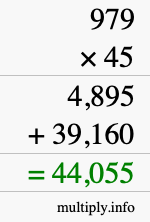 How to calculate 979 times 45 using long multiplication How to calculate 979 times 45 using long multiplication