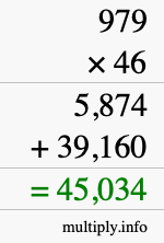 How to calculate 979 times 46 using long multiplication