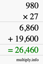 How to calculate 980 times 27 using long multiplication